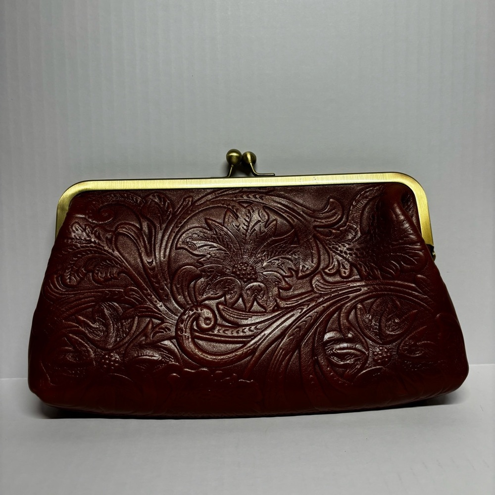 Patricia Nash - Elegant Brown Leather Embossed Crossbody Bag